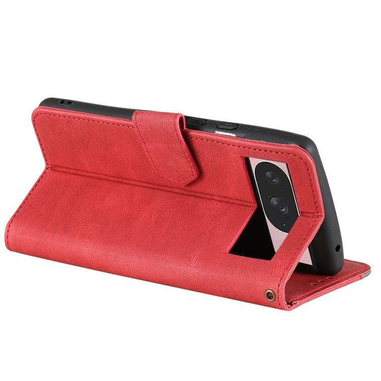 For Google Pixel 9 / 9 Pro Leather Case Splicing Stitching Wallet Stand Phone Cover with Strap