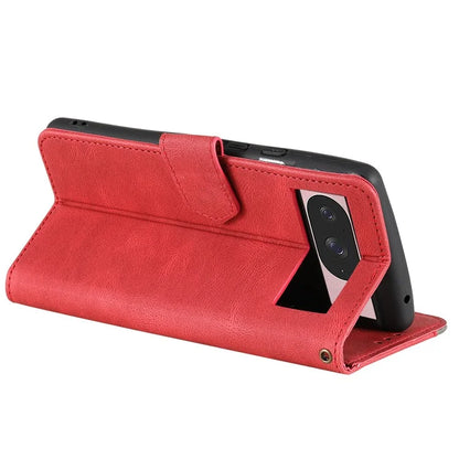 For Google Pixel 9 / 9 Pro Leather Case Splicing Stitching Wallet Stand Phone Cover with Strap