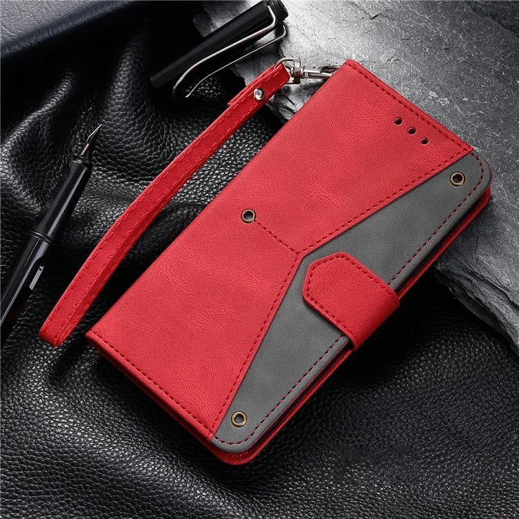 For Google Pixel 9 / 9 Pro Leather Case Splicing Stitching Wallet Stand Phone Cover with Strap