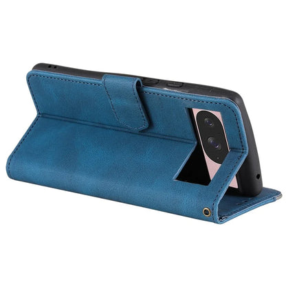 For Google Pixel 9 / 9 Pro Leather Case Splicing Stitching Wallet Stand Phone Cover with Strap