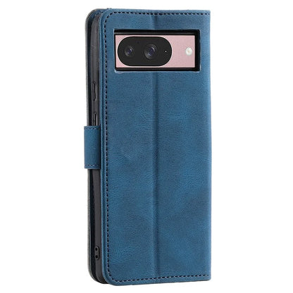 For Google Pixel 9 / 9 Pro Leather Case Splicing Stitching Wallet Stand Phone Cover with Strap