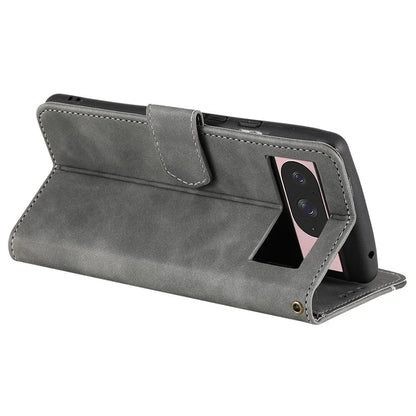 For Google Pixel 9 / 9 Pro Leather Case Splicing Stitching Wallet Stand Phone Cover with Strap