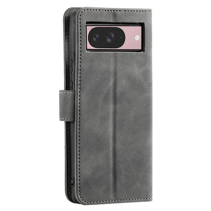 For Google Pixel 9 / 9 Pro Leather Case Splicing Stitching Wallet Stand Phone Cover with Strap