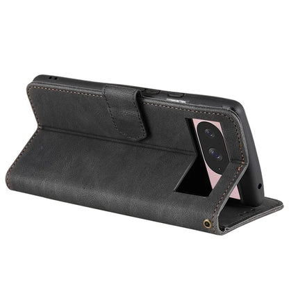 For Google Pixel 9 / 9 Pro Leather Case Splicing Stitching Wallet Stand Phone Cover with Strap