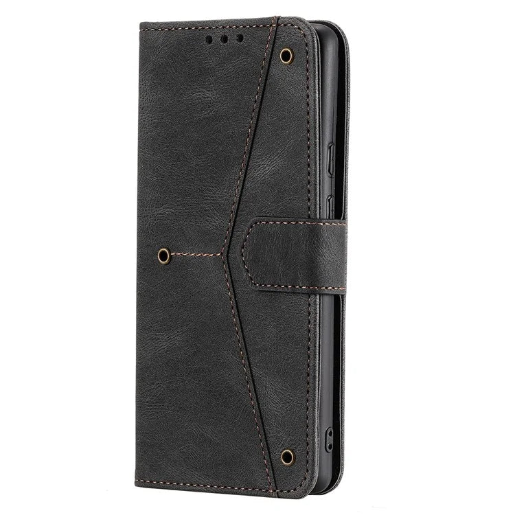 For Google Pixel 9 / 9 Pro Leather Case Splicing Stitching Wallet Stand Phone Cover with Strap