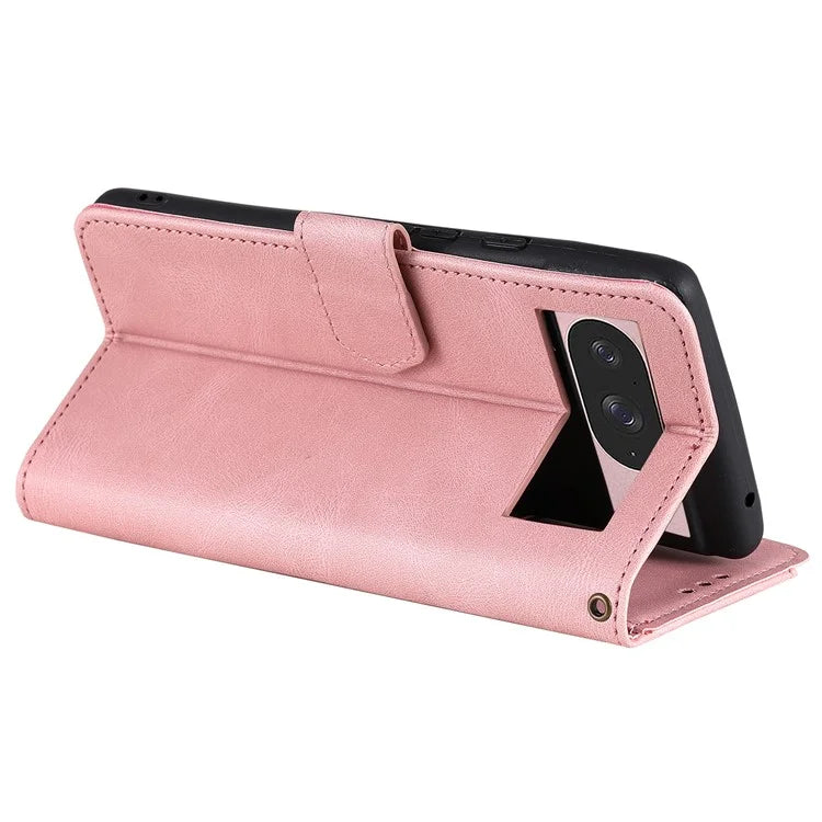 For Google Pixel 9 / 9 Pro Leather Case Splicing Stitching Wallet Stand Phone Cover with Strap