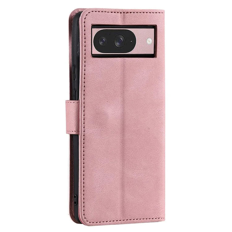 For Google Pixel 9 / 9 Pro Leather Case Splicing Stitching Wallet Stand Phone Cover with Strap