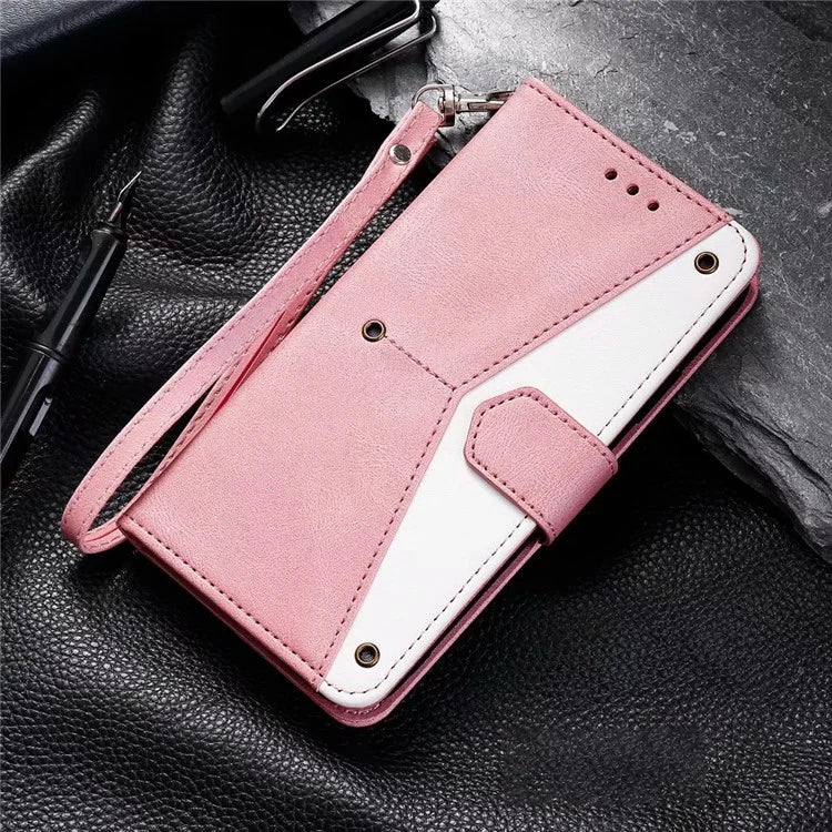 For Google Pixel 9 / 9 Pro Leather Case Splicing Stitching Wallet Stand Phone Cover with Strap