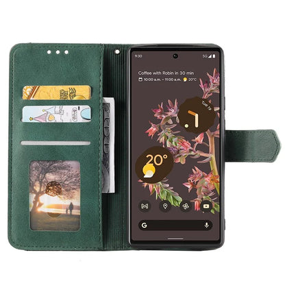 For Google Pixel 9 / 9 Pro Leather Case Splicing Stitching Wallet Stand Phone Cover with Strap