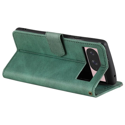 For Google Pixel 9 / 9 Pro Leather Case Splicing Stitching Wallet Stand Phone Cover with Strap
