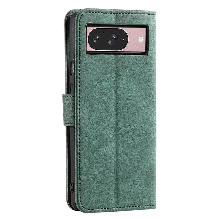 For Google Pixel 9 / 9 Pro Leather Case Splicing Stitching Wallet Stand Phone Cover with Strap