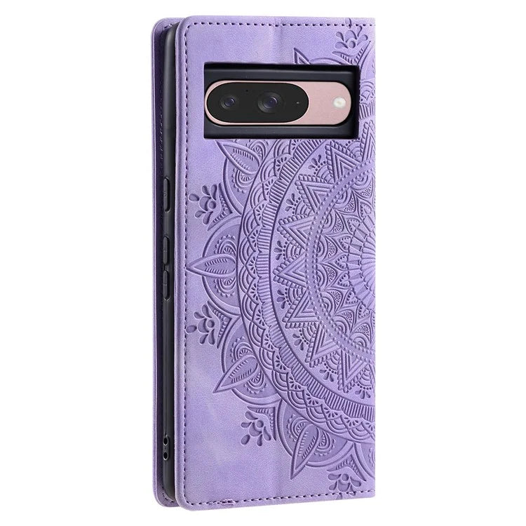 Style 010 For Google Pixel 9 / 9 Pro Case Mandala Pattern Magnetic Closing Leather Phone Cover