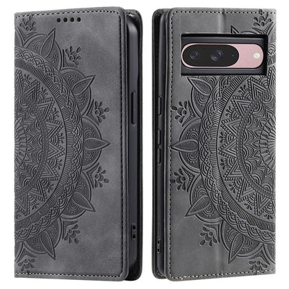 Style 010 For Google Pixel 9 / 9 Pro Case Mandala Pattern Magnetic Closing Leather Phone Cover