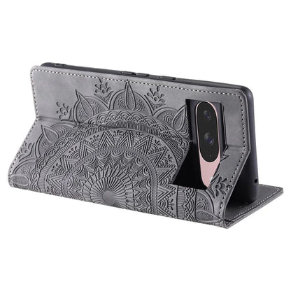 Style 010 For Google Pixel 9 / 9 Pro Case Mandala Pattern Magnetic Closing Leather Phone Cover