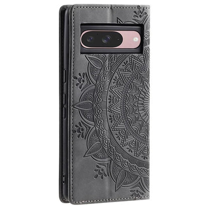 Style 010 For Google Pixel 9 / 9 Pro Case Mandala Pattern Magnetic Closing Leather Phone Cover