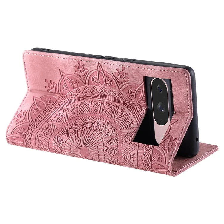 Style 010 For Google Pixel 9 / 9 Pro Case Mandala Pattern Magnetic Closing Leather Phone Cover