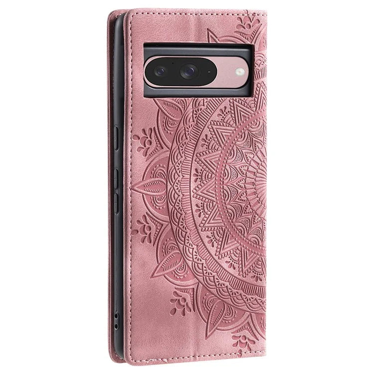 Style 010 For Google Pixel 9 / 9 Pro Case Mandala Pattern Magnetic Closing Leather Phone Cover