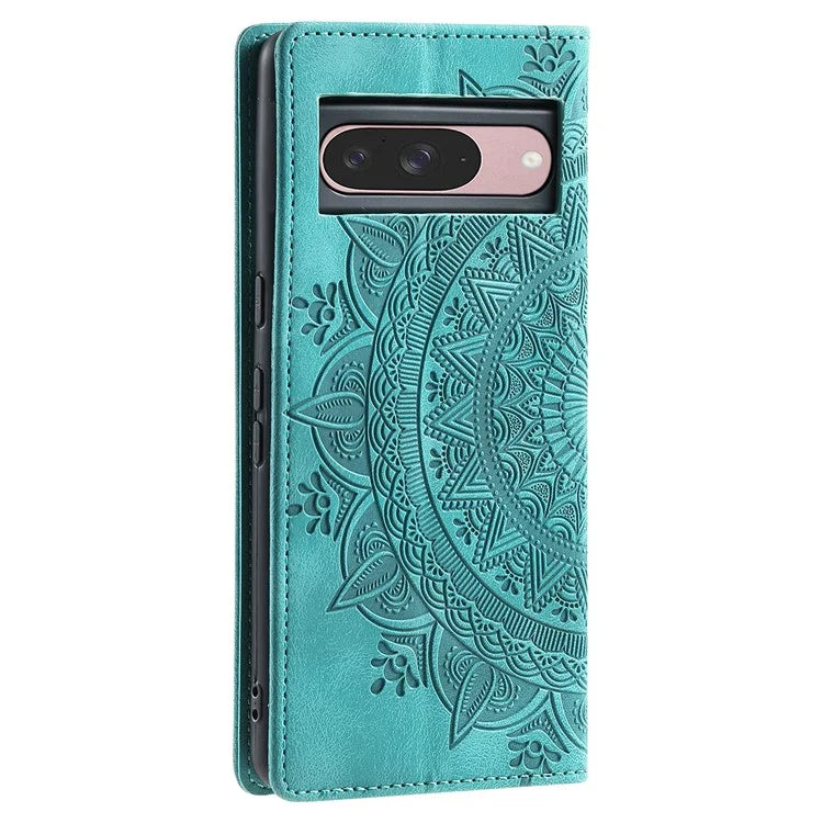 Style 010 For Google Pixel 9 / 9 Pro Case Mandala Pattern Magnetic Closing Leather Phone Cover