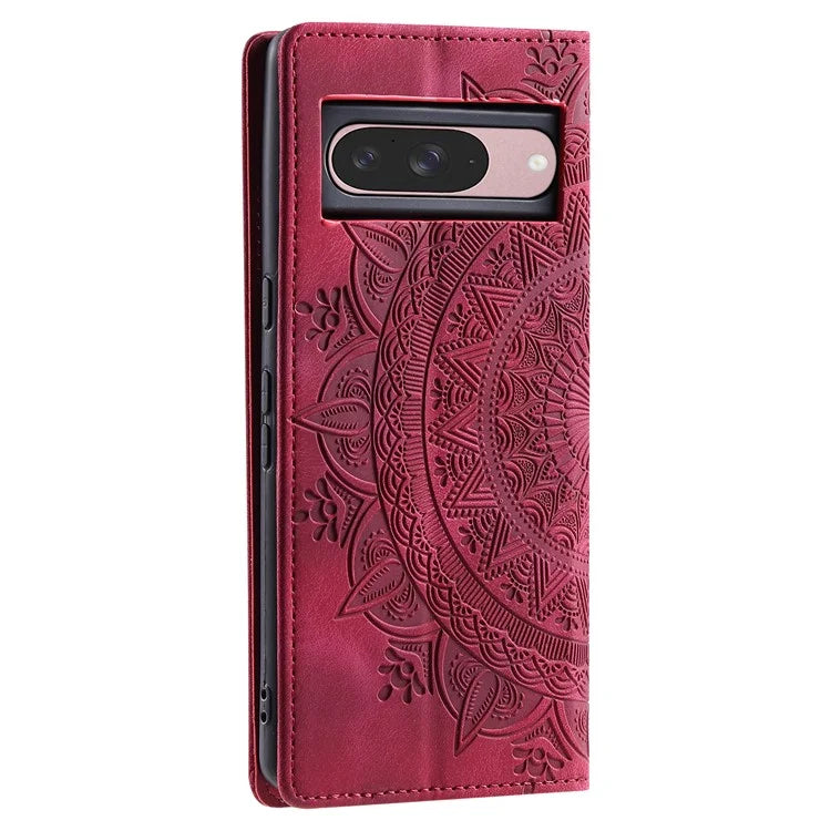 Style 010 For Google Pixel 9 / 9 Pro Case Mandala Pattern Magnetic Closing Leather Phone Cover