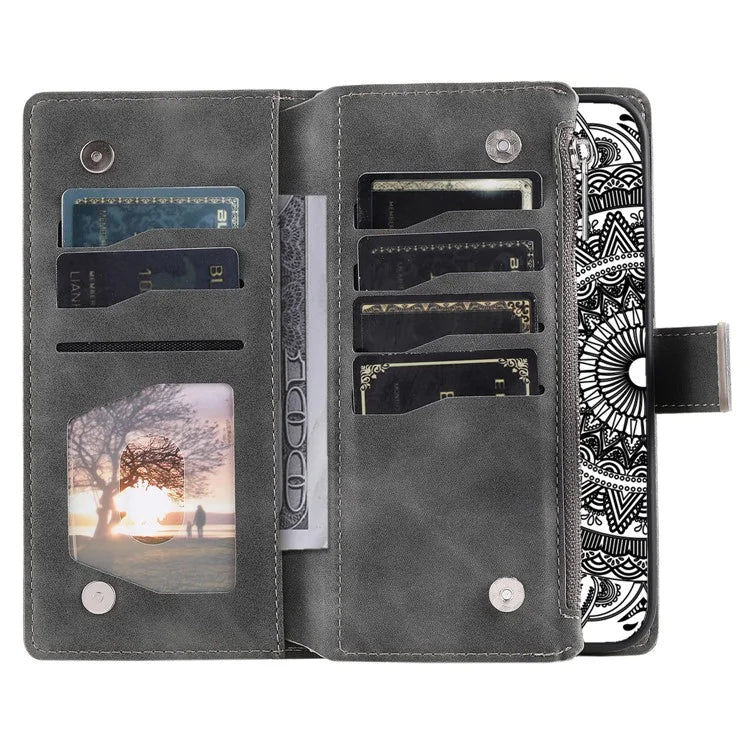 Style 006 For Google Pixel 9 / 9 Pro Wallet Case PU Leather Phone Cover Mandala Flower Pattern