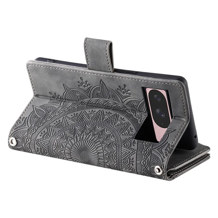 Style 006 For Google Pixel 9 / 9 Pro Wallet Case PU Leather Phone Cover Mandala Flower Pattern