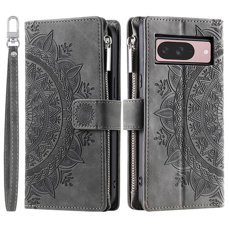 Style 006 For Google Pixel 9 / 9 Pro Wallet Case PU Leather Phone Cover Mandala Flower Pattern