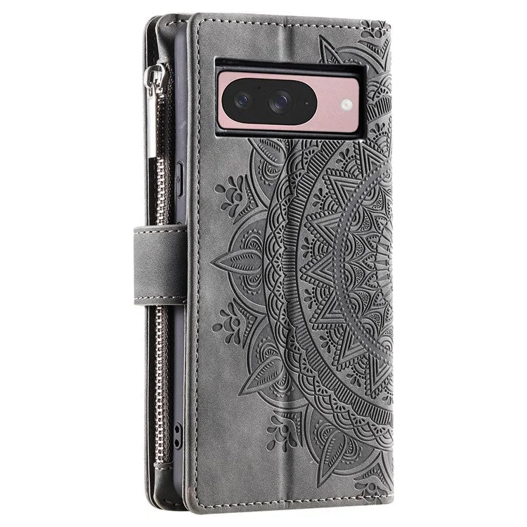 Style 006 For Google Pixel 9 / 9 Pro Wallet Case PU Leather Phone Cover Mandala Flower Pattern