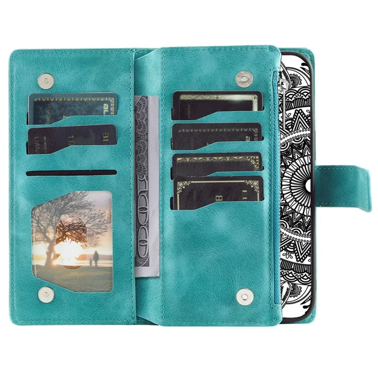 Style 006 For Google Pixel 9 / 9 Pro Wallet Case PU Leather Phone Cover Mandala Flower Pattern