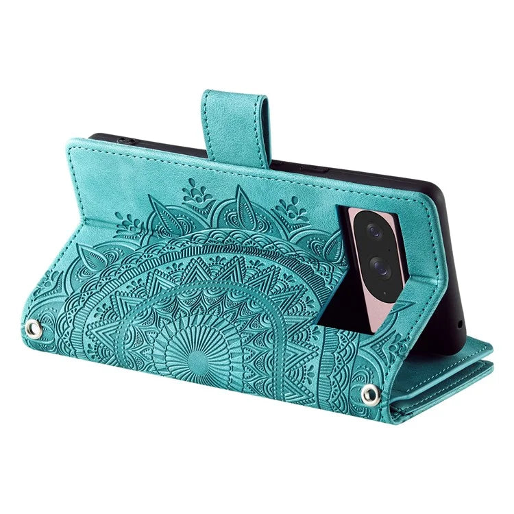 Style 006 For Google Pixel 9 / 9 Pro Wallet Case PU Leather Phone Cover Mandala Flower Pattern