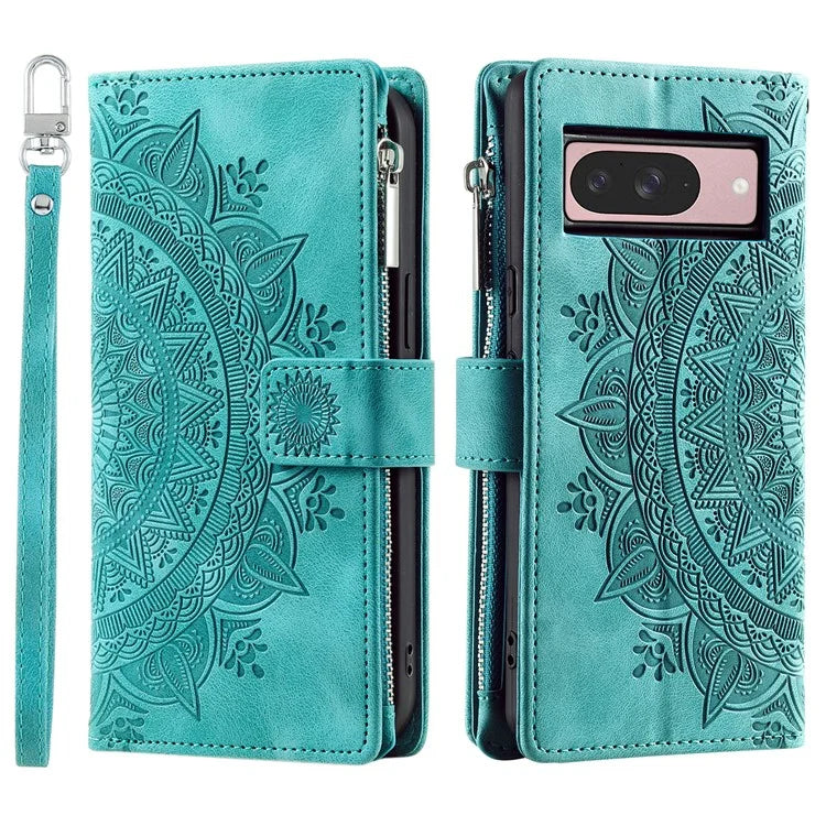 Style 006 For Google Pixel 9 / 9 Pro Wallet Case PU Leather Phone Cover Mandala Flower Pattern