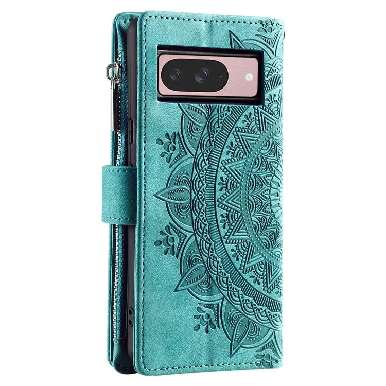 Style 006 For Google Pixel 9 / 9 Pro Wallet Case PU Leather Phone Cover Mandala Flower Pattern