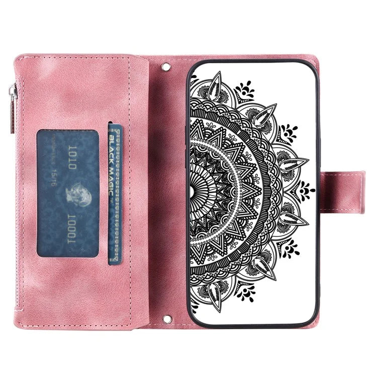 Style 006 For Google Pixel 9 / 9 Pro Wallet Case PU Leather Phone Cover Mandala Flower Pattern