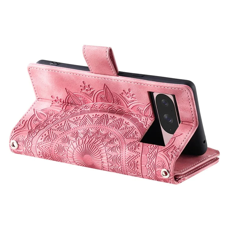 Style 006 For Google Pixel 9 / 9 Pro Wallet Case PU Leather Phone Cover Mandala Flower Pattern