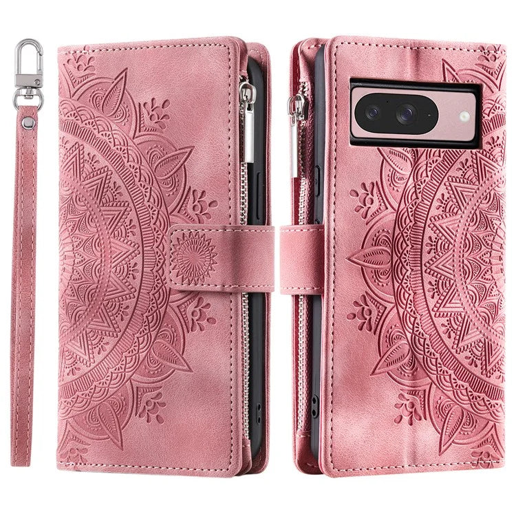 Style 006 For Google Pixel 9 / 9 Pro Wallet Case PU Leather Phone Cover Mandala Flower Pattern