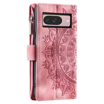 Style 006 For Google Pixel 9 / 9 Pro Wallet Case PU Leather Phone Cover Mandala Flower Pattern