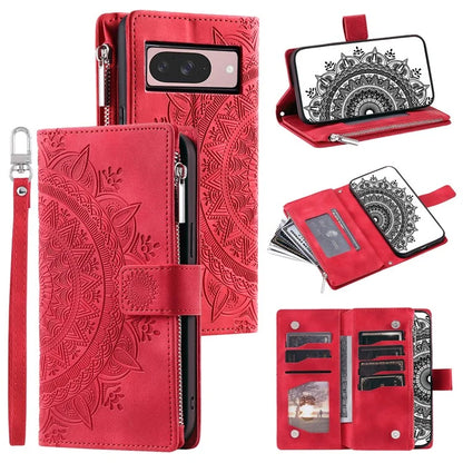 Style 006 For Google Pixel 9 / 9 Pro Wallet Case PU Leather Phone Cover Mandala Flower Pattern