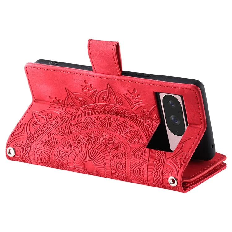 Style 006 For Google Pixel 9 / 9 Pro Wallet Case PU Leather Phone Cover Mandala Flower Pattern
