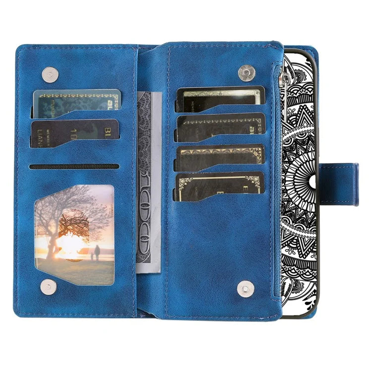 Style 006 For Google Pixel 9 / 9 Pro Wallet Case PU Leather Phone Cover Mandala Flower Pattern