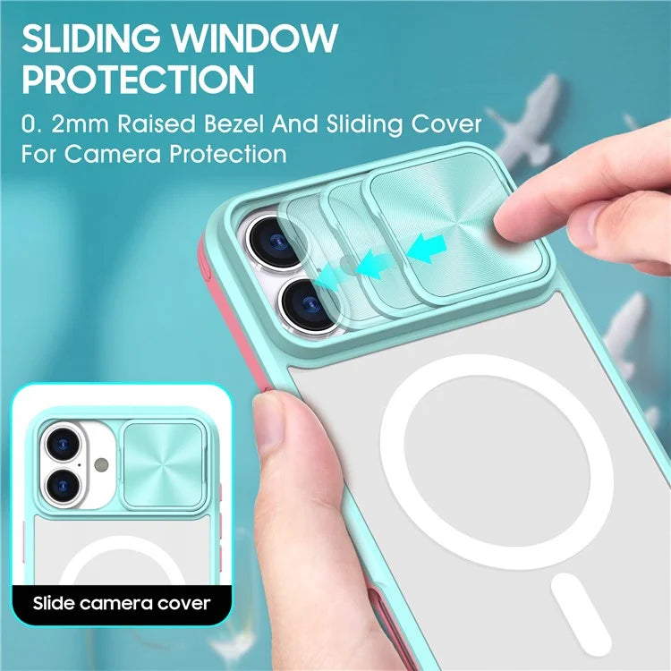 For iPhone 16 Plus Clear Phone Case Compatible with MagSafe PC Cover with Camera Lens Slider