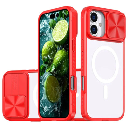 For iPhone 16 Plus Clear Phone Case Compatible with MagSafe PC Cover with Camera Lens Slider