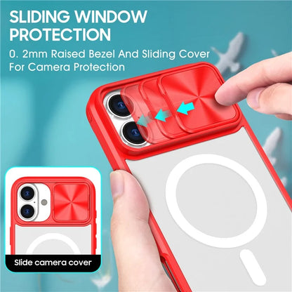 For iPhone 16 Plus Clear Phone Case Compatible with MagSafe PC Cover with Camera Lens Slider