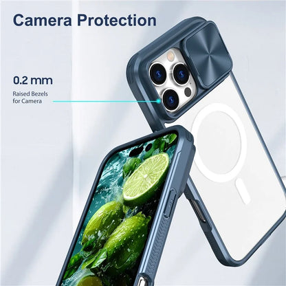 For iPhone 16 Pro Clear Phone Case Compatible with MagSafe PC Cover with Camera Lens Slider