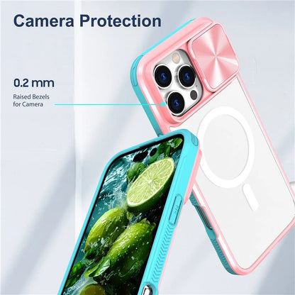 For iPhone 16 Pro Clear Phone Case Compatible with MagSafe PC Cover with Camera Lens Slider