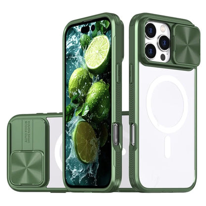 For iPhone 16 Pro Clear Phone Case Compatible with MagSafe PC Cover with Camera Lens Slider