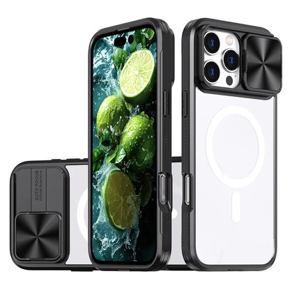 For iPhone 16 Pro Clear Phone Case Compatible with MagSafe PC Cover with Camera Lens Slider