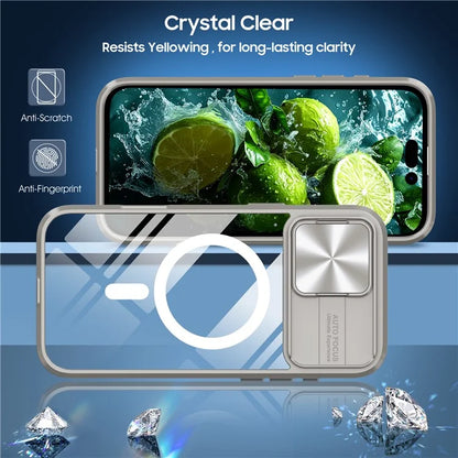 For iPhone 16 Pro Clear Phone Case Compatible with MagSafe PC Cover with Camera Lens Slider