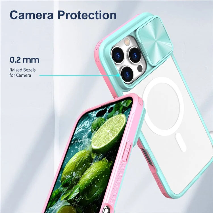 For iPhone 16 Pro Clear Phone Case Compatible with MagSafe PC Cover with Camera Lens Slider