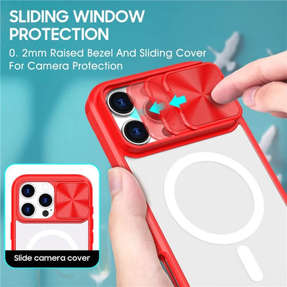 For iPhone 16 Pro Clear Phone Case Compatible with MagSafe PC Cover with Camera Lens Slider