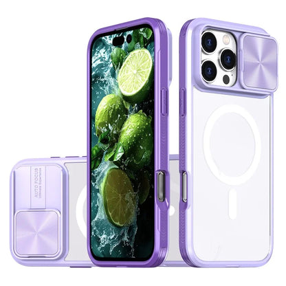 For iPhone 16 Pro Clear Phone Case Compatible with MagSafe PC Cover with Camera Lens Slider