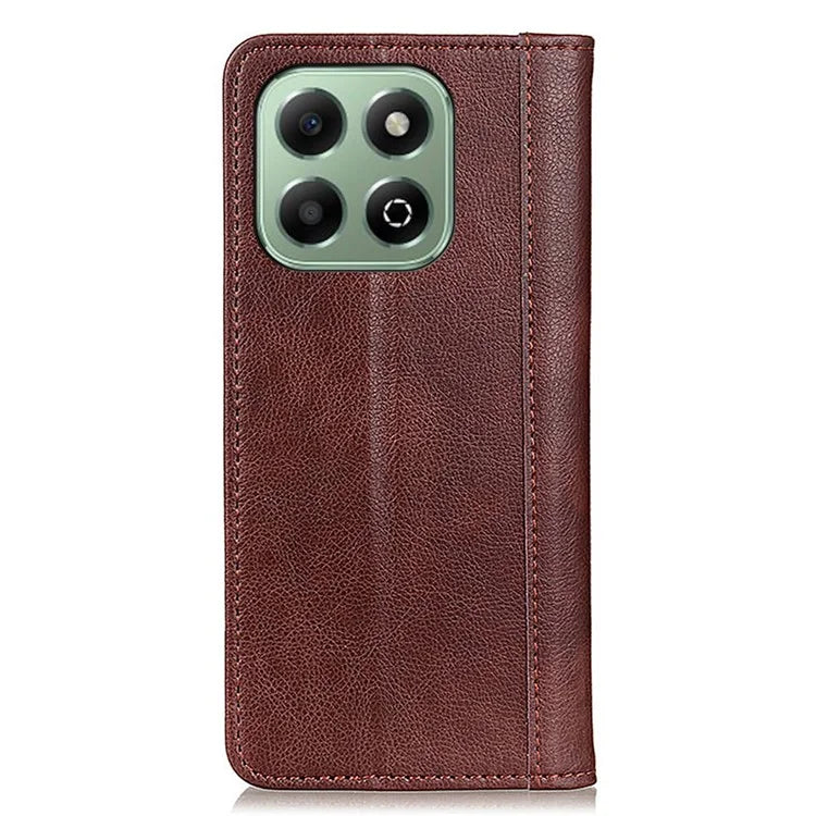 For Honor X6b 4G Stand Case Split Leather Litchi Texture Wallet Phone Cover